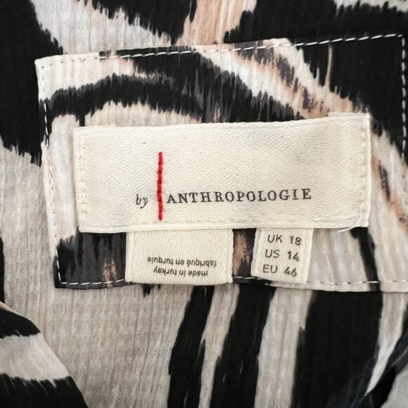 by Anthropologie | Abstract Graphic Zebra Print Black White Draped Mini Dress 14 - Picture 8 of 10